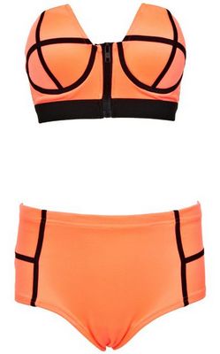 F4359-1High Waist Bikini With Zipper